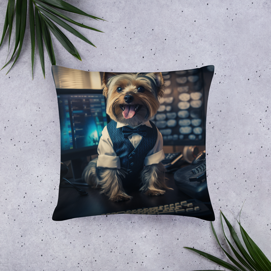 Yorkshire Terrier Stock Trader Basic Pillow