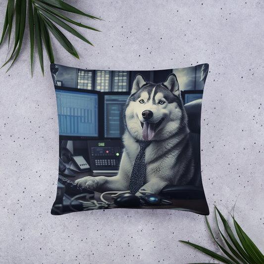 Siberian Husky Stock Trader Basic Pillow