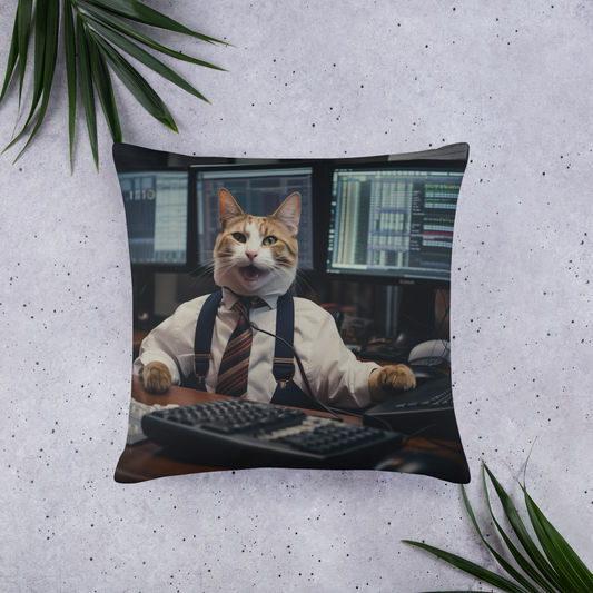 Domestic Shorthair Stock Trader Basic Pillow