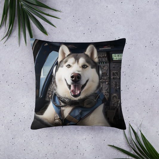 Siberian Husky Air Force Officer Basic Pillow
