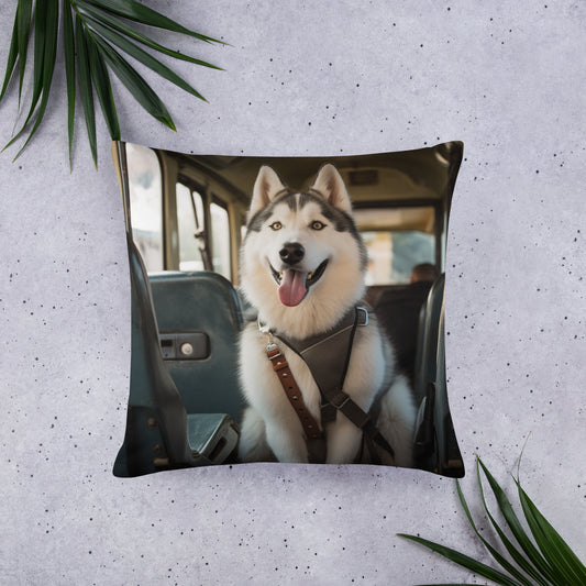Siberian Husky Bus Driver Basic Pillow