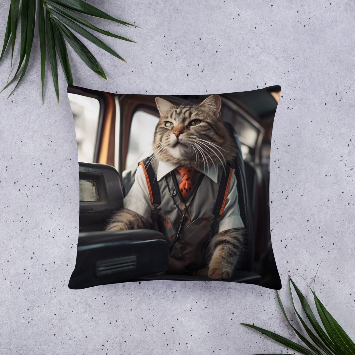 Domestic Shorthair Bus Driver Basic Pillow