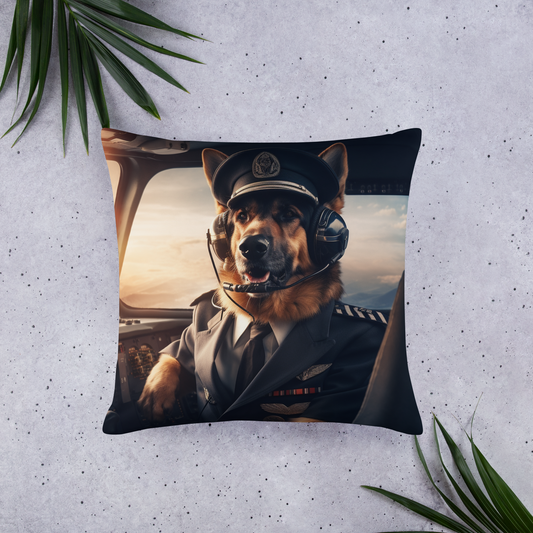 German Shepherd Airline Pilot Basic Pillow