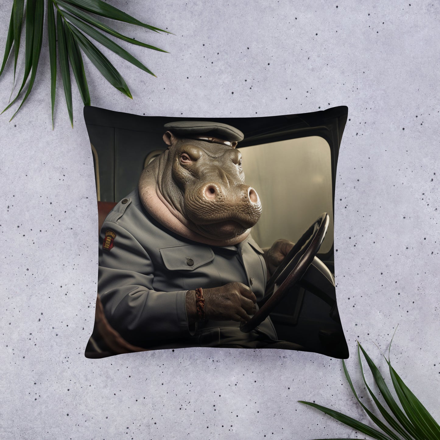 Hippo Bus Driver Basic Pillow