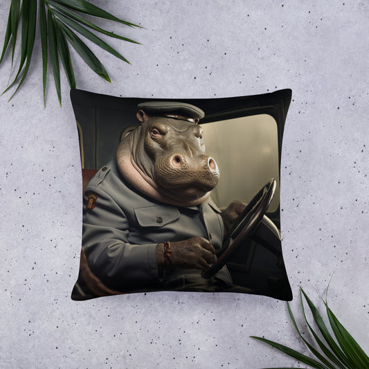 Hippo Bus Driver Basic Pillow