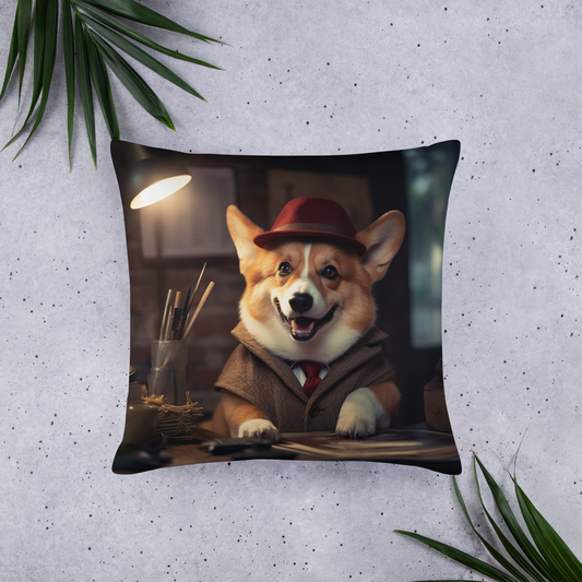 Pembroke Welsh Corgi Detective Basic Pillow