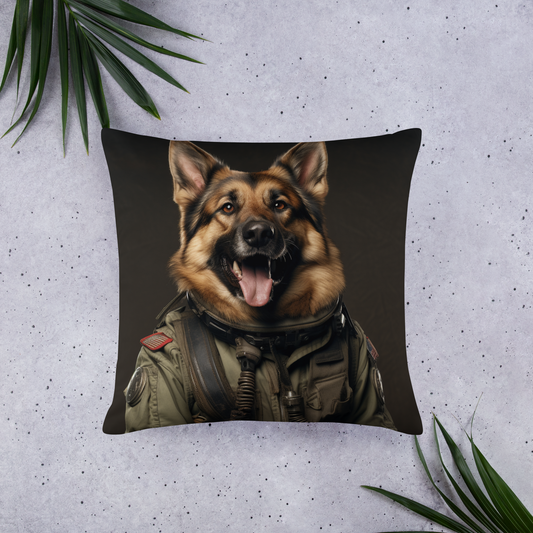 German Shepherd Military Person Basic Pillow