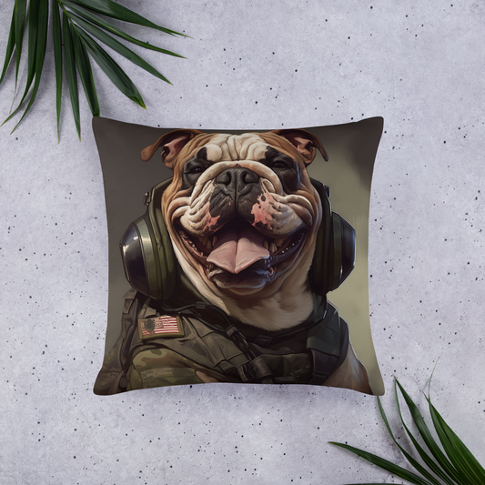 Bulldog Military Person Basic Pillow