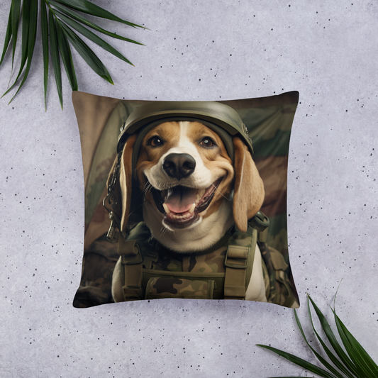 Beagle Military Person Basic Pillow