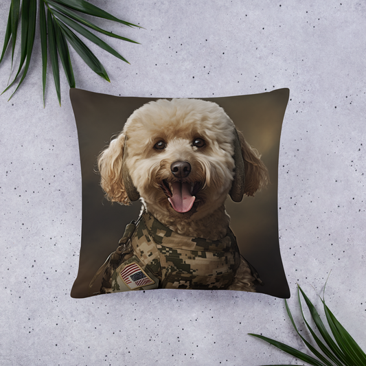 Poodle Military Person Basic Pillow
