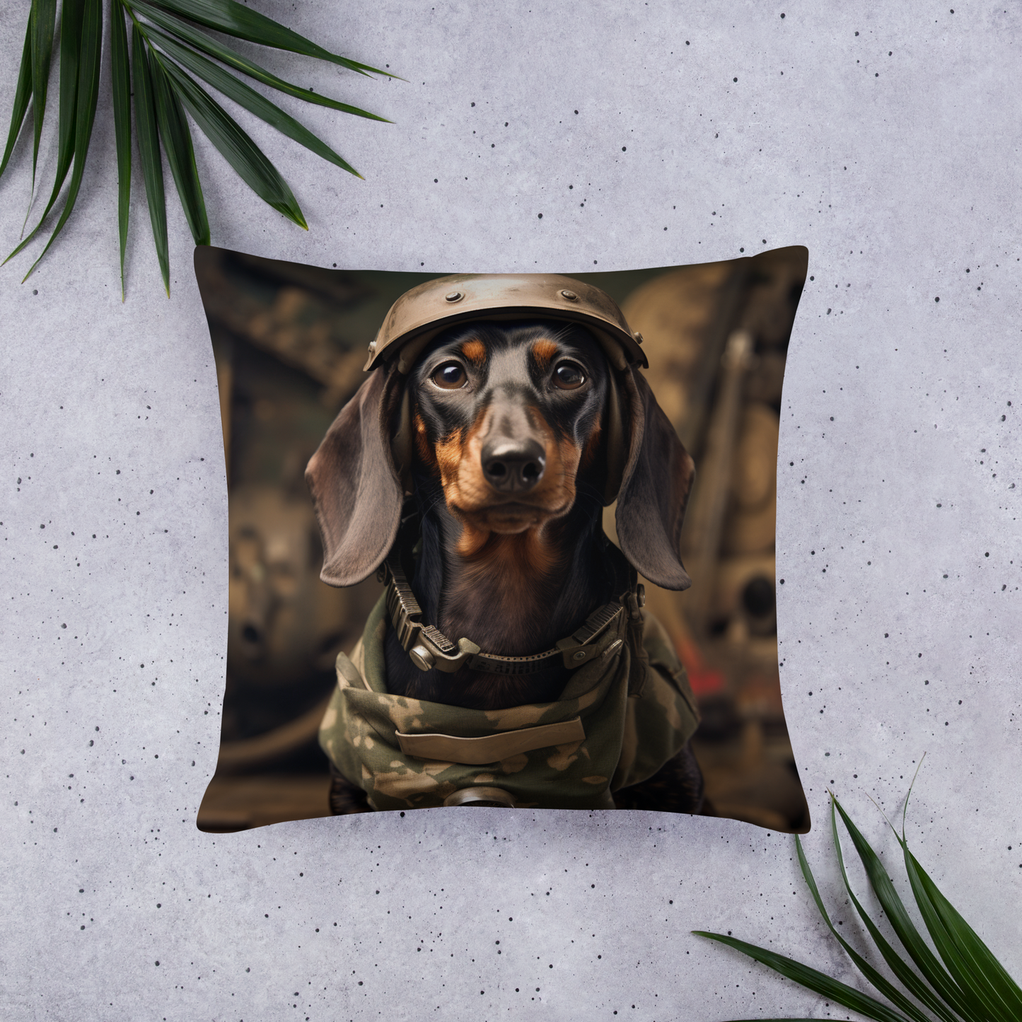 Dachshund Military Person Basic Pillow