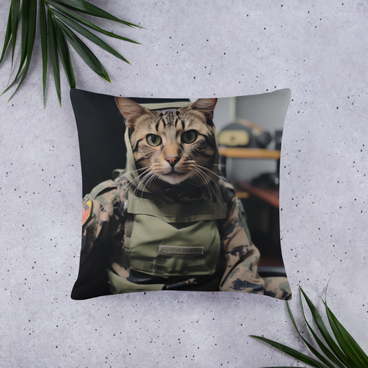 Domestic Shorthair Military Person Basic Pillow