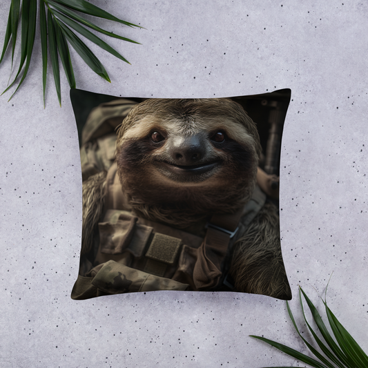Sloth Military Person Basic Pillow