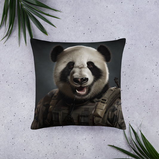 Panda Military Person Basic Pillow