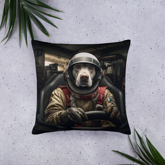 Labrador Retriever F1 Car Driver Basic Pillow
