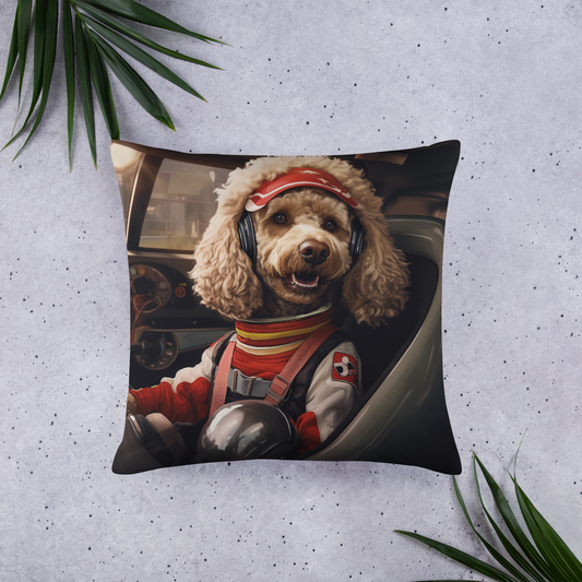 Poodle F1 Car Driver Basic Pillow
