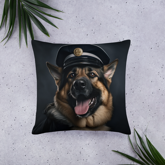 German Shepherd Police Officer Basic Pillow