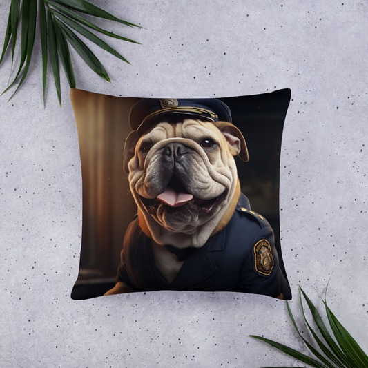 Bulldog Police Officer Basic Pillow