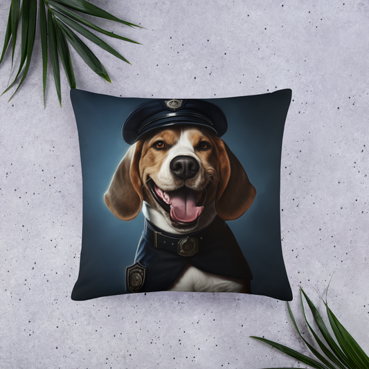 Beagle Police Officer Basic Pillow