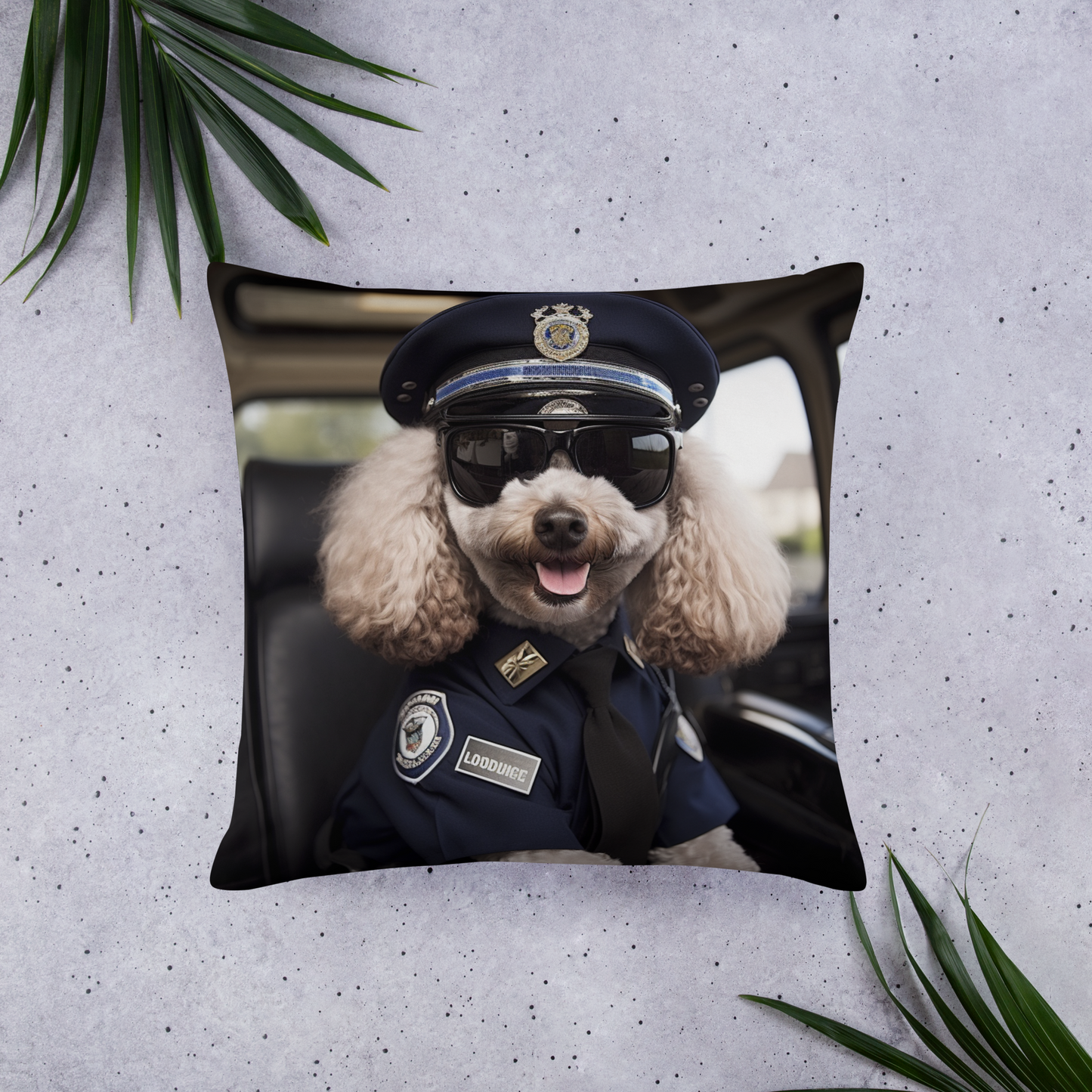 Poodle Police Officer Basic Pillow