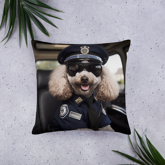 Poodle Police Officer Basic Pillow
