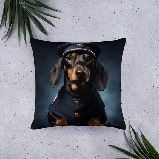 Dachshund Police Officer Basic Pillow