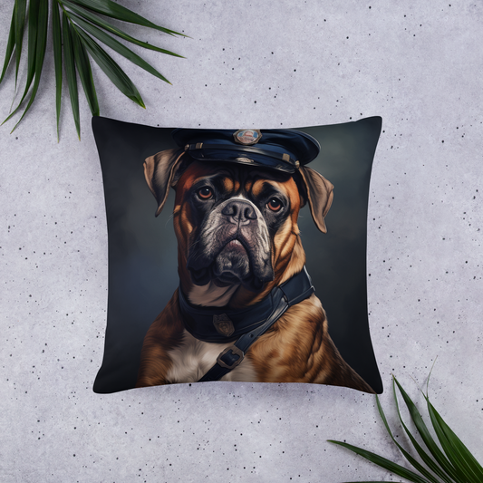 Boxer Police Officer Basic Pillow