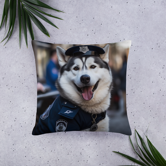 Siberian Husky Police Officer Basic Pillow
