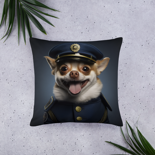 Chihuahua Police Officer Basic Pillow