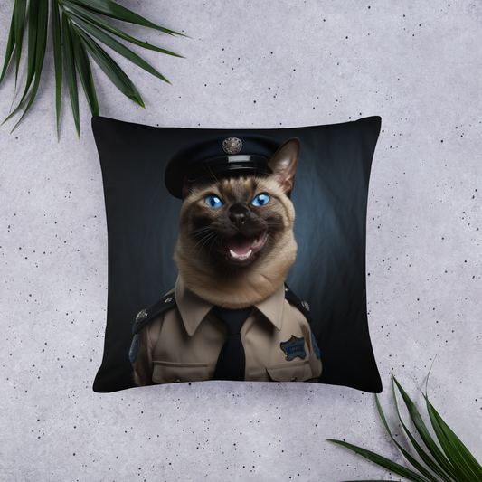 Siamese Police Officer Basic Pillow