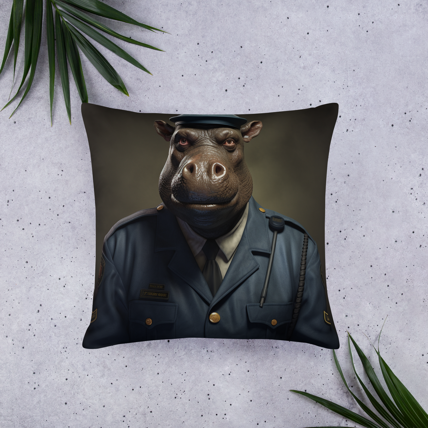 Hippo Police Officer Basic Pillow