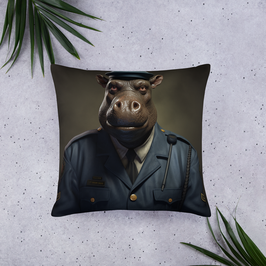 Hippo Police Officer Basic Pillow