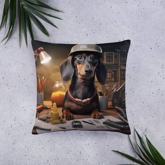 Dachshund Engineer Basic Pillow