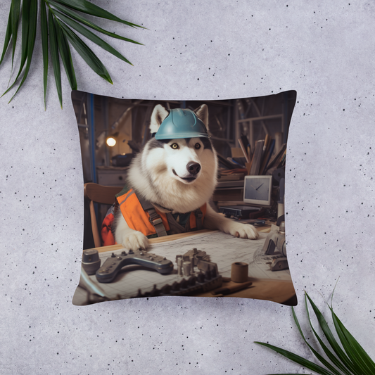 Siberian Husky Engineer Basic Pillow