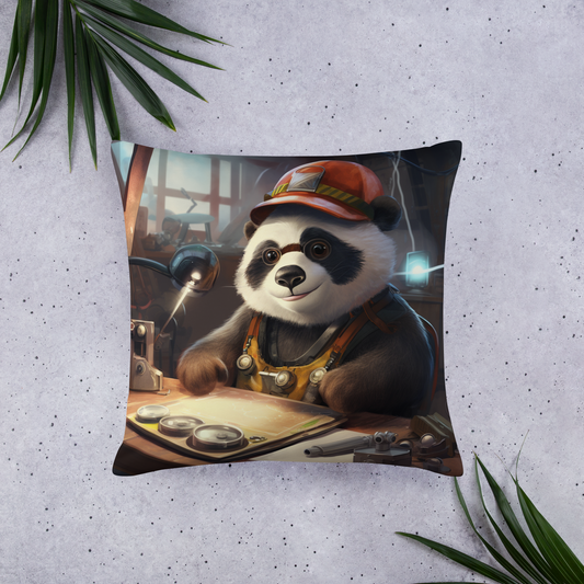 Panda Engineer Basic Pillow