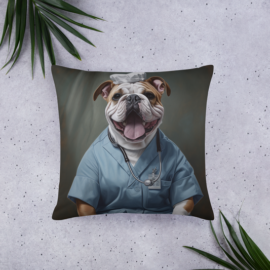Bulldog Nurse Basic Pillow