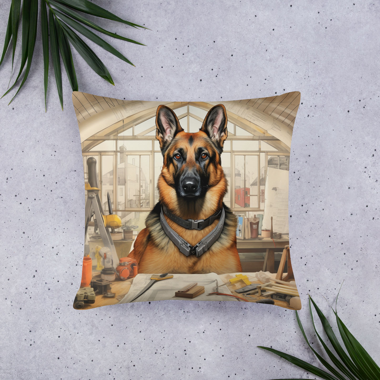 German Shepherd Architect Basic Pillow