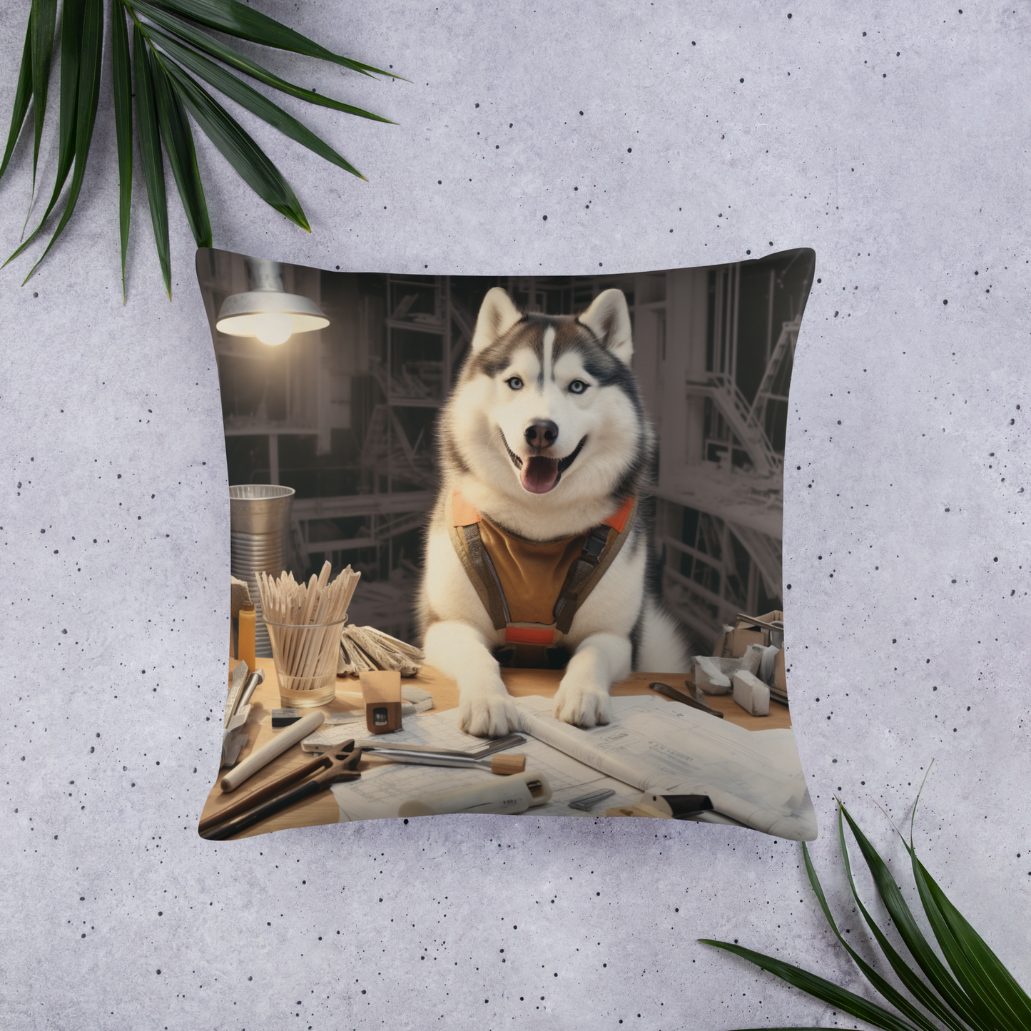 Siberian Husky Architect Basic Pillow