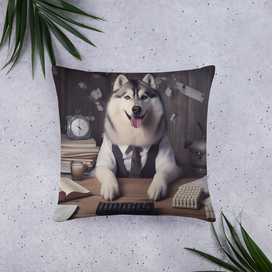 Siberian Husky Accountant Basic Pillow