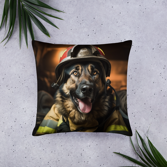 German Shepherd Firefighter Basic Pillow