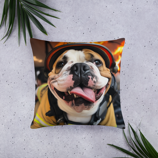 Bulldog Firefighter Basic Pillow