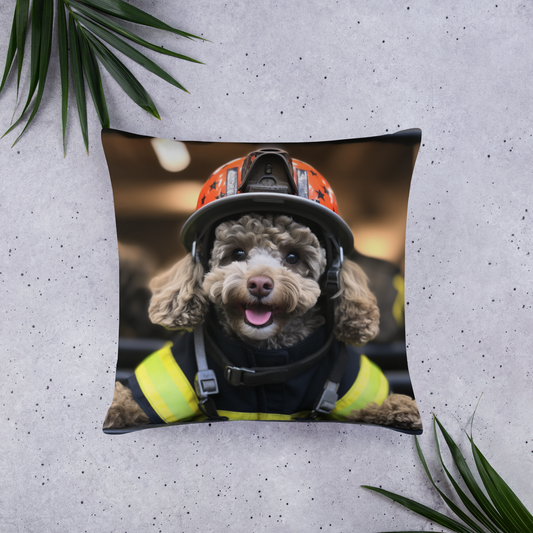 Poodle Firefighter Basic Pillow