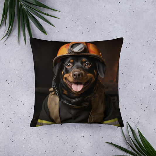Rottweiler Firefighter Basic Pillow