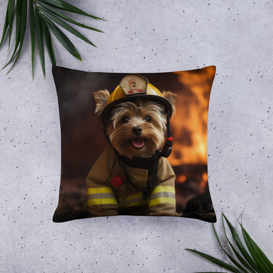 Yorkshire Terrier Firefighter Basic Pillow