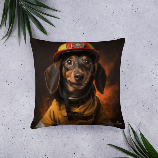 Dachshund Firefighter Basic Pillow