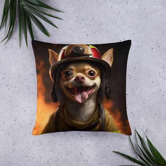 Chihuahua Firefighter Basic Pillow