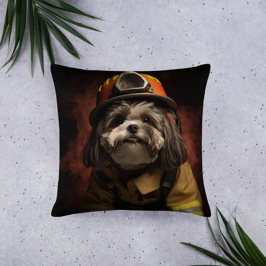 Shih Tzu Firefighter Basic Pillow