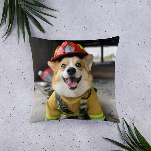 Pembroke Welsh Corgi Firefighter Basic Pillow