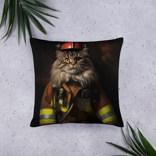Maine Coon Firefighter Basic Pillow