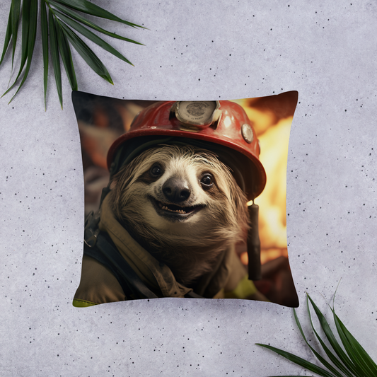 Sloth Firefighter Basic Pillow